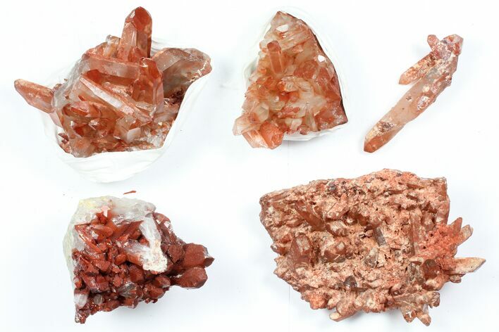 Lot: Natural, Red Quartz Crystal Clusters - Pieces #101514